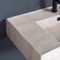 Beige Travertine Design Ceramic Wall Mounted Sink With Counter Space, Towel Bar Included